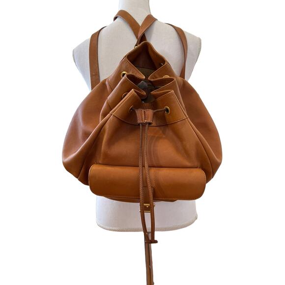 Vintage Authenticated Gucci Leather Bucket Style Backpack Carmel Brown - Picture 3 of 16